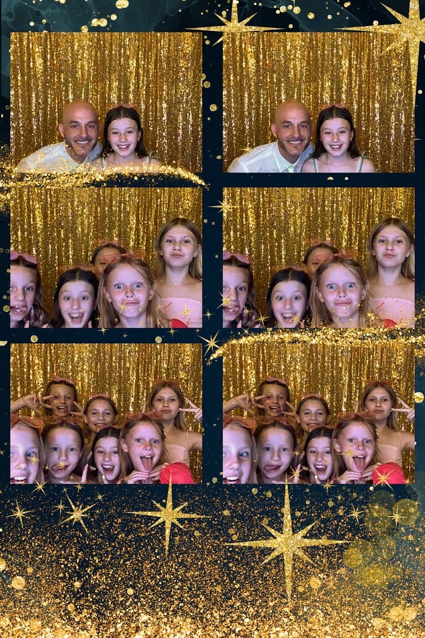 Gold photo booth collage showcasing guest fun at a Detroit event